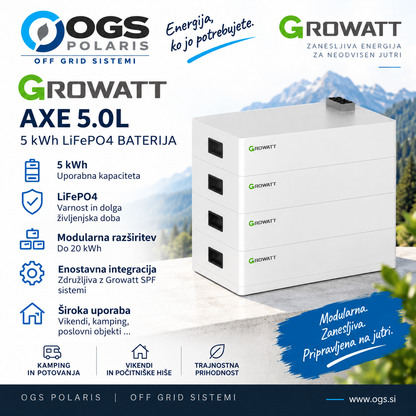 Growatt AXE 5.0L – 5 kWh LiFePO4 baterija