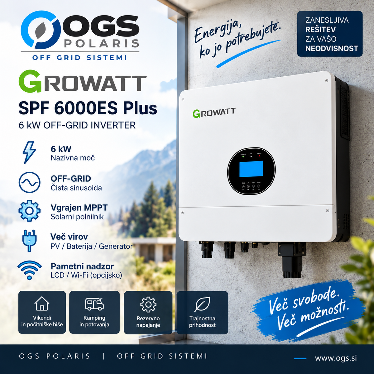Growatt SPF 6000ES Plus – 6 kW OFF-GRID inverter